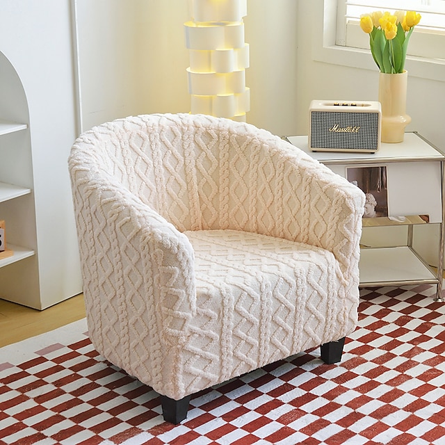  Housse de chaise club en polaire housse de chaise tonneau housse de chaise de baignoire extensible douce pour salon et chambre à coucher, protection de fauteuil lavable et amovible, protection de