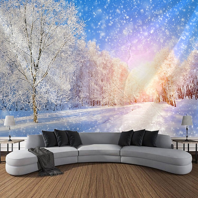  tél hó táj függő gobelin fal művészet nagy kárpit falfestmény dekor fénykép háttér takaró függöny otthon hálószoba nappali dekoráció