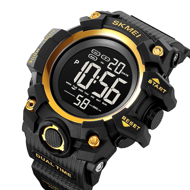  Skmei rétro-éclairage montres hommes multifonctionnel compte à rebours numérique sport décontracté chronomètre 5bar étanche montre-bracelet
