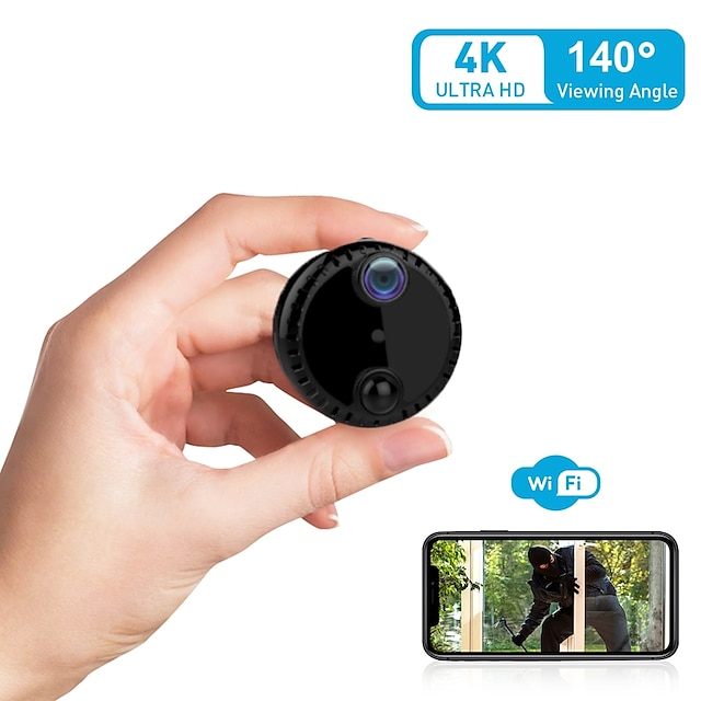  R10 IP kamera 4K Mini Trådløs Bevægelsessensor Fjernadgang IR-klip Indendørs Support 256 GB