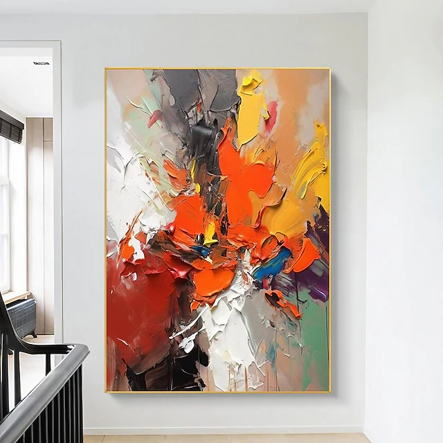 Abstract Painting On Canvas Handpainted Oil Painting Abstract Red Painting Textured Fine Art Acrylic Contemporary Wall Art for Living Room (No Frame) 12