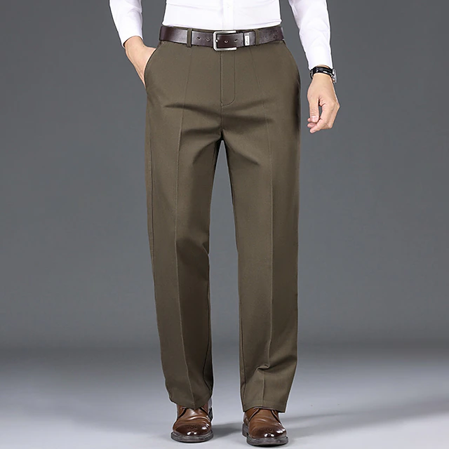 Men's Trousers Chinos Chino Pants Pocket Plain Comfort Breathable Outdoor Daily Going out Fashion Casual Black Khaki 13