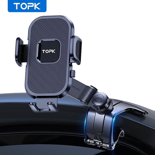  TOPK D38-C Car Phone Holder Mount, Upgraded Adjustable Horizontally And Vertically Cell Phone Holder For Car Dashboard Compatible With All Phones