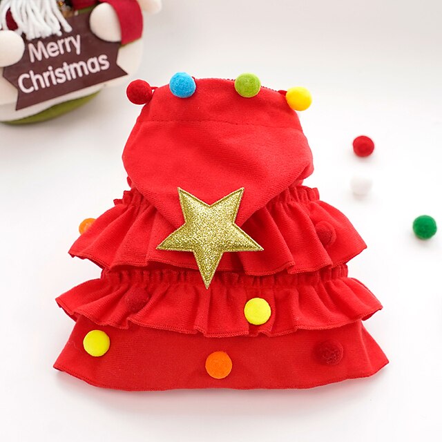 Christmas Pet Clothes christmas tree dog clothes Two Color Cloak Autumn