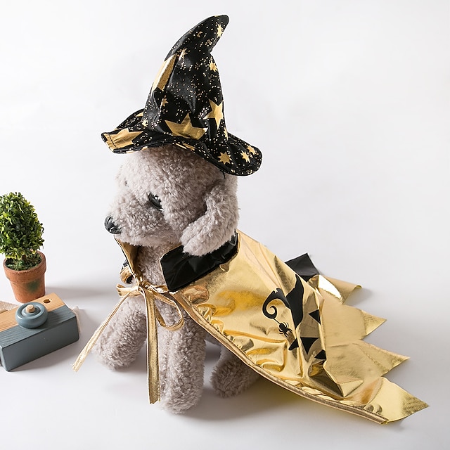  犬猫ペットハロウィン衣装魔女帽子カボチャケープコスプレ衣装