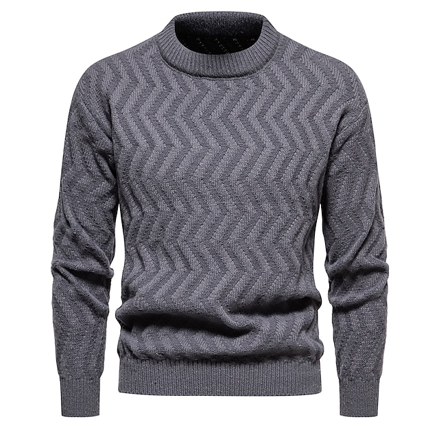 Herren Pullover Rundhals - Einfarbig Langarm Aus Polyester Slim Fit