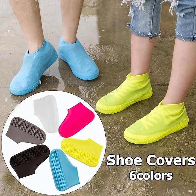  1 ζευγάρι αδιάβροχο κάλυμμα παπουτσιών επαναχρησιμοποιούμενα αντιολισθητικά πτυσσόμενα υπαίθρια παπούτσια για βροχερές μέρες