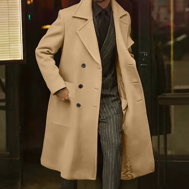  Herren Wintermantel Mantel Langer Trenchcoat Outdoor Freizeitskleidung Herbst Winter Polyester Oberbekleidung Bekleidung Modisch Strassenmode Glatt Kargen Doppelreihiger Verschluss