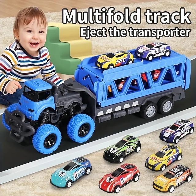  30.71inch Length Deformed Track Toy Car With 6pcs Alloy CarsHalloween And Festival Gift For Boys And Girls