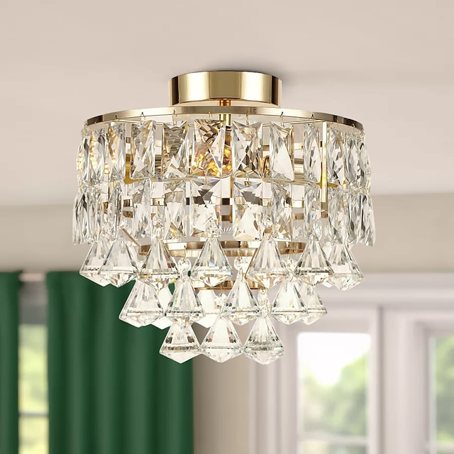  moderne guldkrystal lysekroner, mini loftslampe, tæt på loftet til entre, soveværelse, badeværelse, skab, køkken, foyer 110-240v