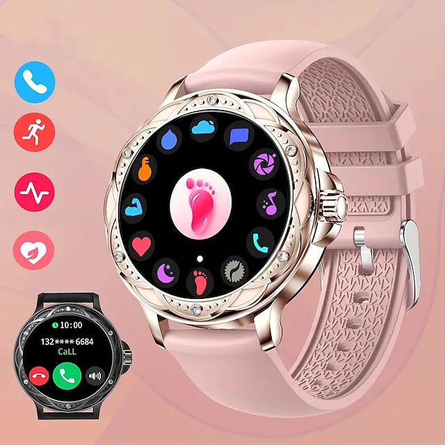  CF12 Smart Watch 1.2 inch Smartwatch Fitness Running Watch Bluetooth Pedometer Call Reminder Activity Tracker Compatible with Android iOS Women Men Long Standby Hands-Free Calls Waterproof IP 67 46mm