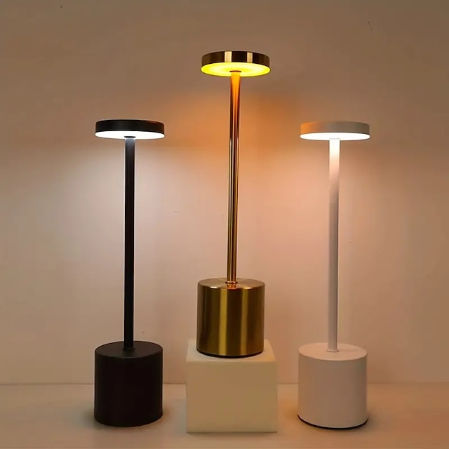 LED métal tactile 3 couleurs rechargeable lampe de bureau sans fil chambre lampe de chevet minimaliste atmosphère moderne lampe de bureau chargement usb