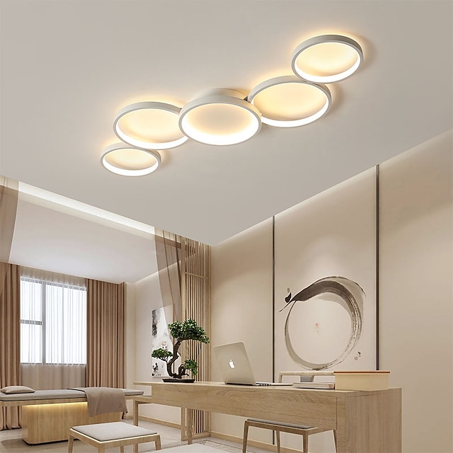  led mennyezeti lámpa szabályozható kör dizájn modern fém függő csillár lámpa 5 fejes led függesztőlámpa kreatív mennyezeti lámpa fekete színben nappali étterem bárba 110-240v