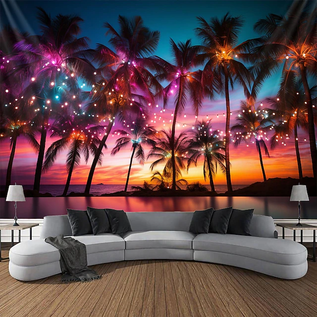 Beach Lighting Hanging Tapestry Wall Art Large Tapestry Mural Decor Photograph Backdrop Blanket Curtain Home Bedroom Living Room Decoration 17
