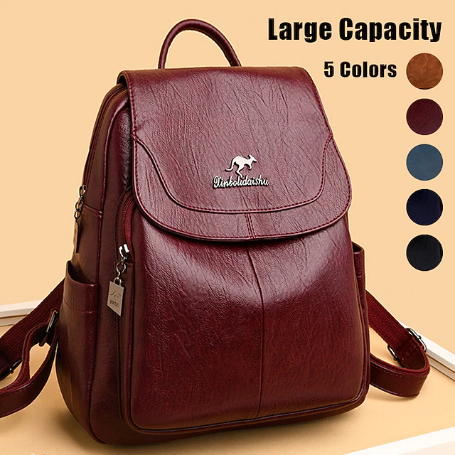 Women's Vintage Faux Leather Backpack Purse with Flap Cover – Large Capacity Anti-Theft Shoulder Bag for Work, Travel, or Daily Use 11