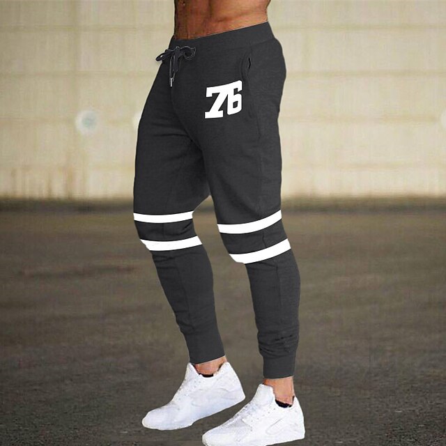 Men's Sweatpants Joggers Pocket Stripe Comfort Breathable Outdoor Daily Going out Fashion Casual Black Light Grey4