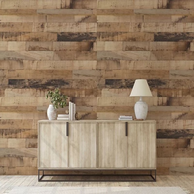 Cool Wallpapers 3D Wood Brown Wallpaper Wall Mural Wall Covering ...