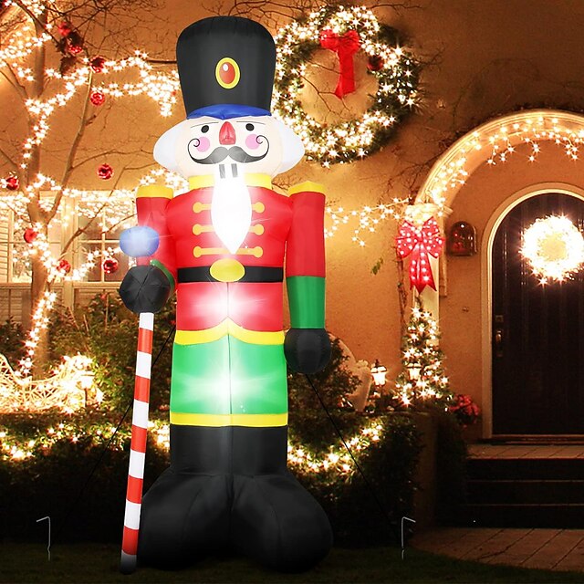 8ft Xmas Inflatable Nutcracker Soldier 240cm Tall AirBlown Santa Soldier with Blower Sandbags