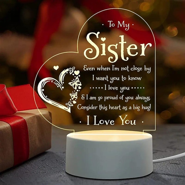  1 τμχ 3d δημιουργικό φωτιστικό, δώρα αδερφής στην αδερφή μου νυχτερινό φως, δώρα αδελφών από τον αδερφό της αδελφής, δώρα γενεθλίων για την αδερφή, δώρο χριστουγεννιάτικου φωτιστικού αποφοίτησης
