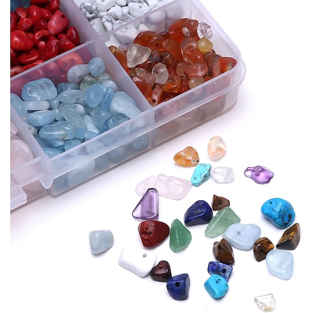  Perles de pierre à puce naturelle sur pierres précieuses irrégulières cristal de guérison roches en vrac trou de perle percé bricolage pour la fabrication de bijoux de bracelet