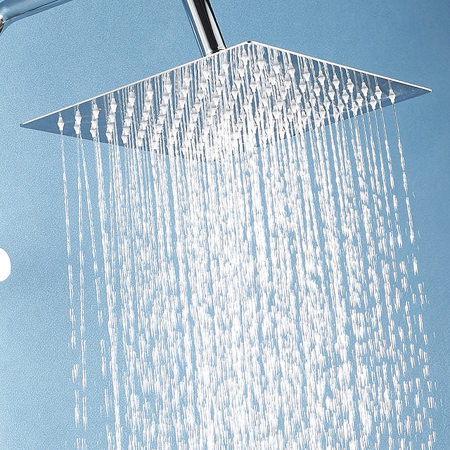  Chuveiro de chuva com economia de água, chuveiro de banheiro quadrado de alta pressão e alto fluxo de luxo em aço inoxidável