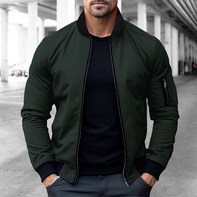 Men's Bomber Jacket Varsity Jacket Outdoor Sport Warm Pocket Fall ...