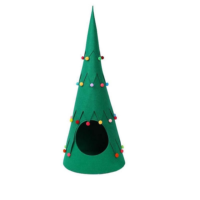  Tente pliable en feutre pour arbre de noël, pour chat et chien, semi-fermée, quatre saisons, à usage général, chenil pour chien et chat