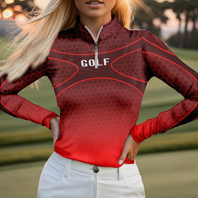 Acegolfs Women's Golf Polo Shirt Golf Shirt Pink Red Blue Long Sleeve ...