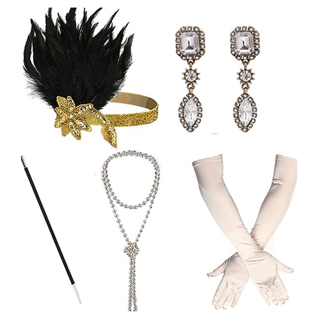  Anni 1920 Il grande Gatsby Abiti Il grande Gatsby Invitato al matrimonio Halloween Halloween Ricevimento di nozze Addio al Nubilato Adulti Guanti Orecchini Collana Tutte le stagioni