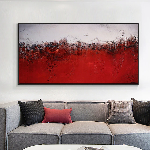 Handmade Oil Painting Acrylic Canvas Wall Art Decoration Modern Zhao Wuji-Kiminimalist Style Red Abstract Texture for Home Decor Rolled Frameless Unstretched Painting 6