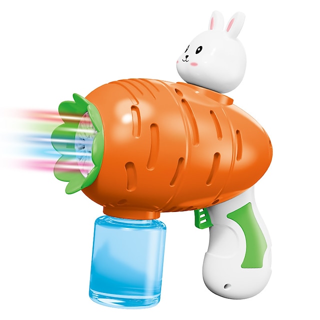  Bunny Carrot Bubbles Machine Electric Automatic Soap Rocket Rabbit Bubble Gun Kids Portable Outdoor Party Toy LED Light Blower Toys Children Gifts For Boys And Girls
