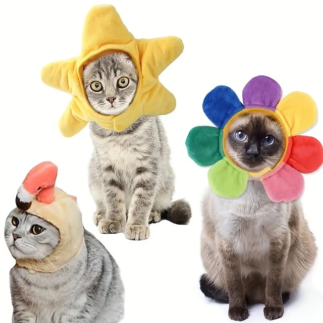  かわいい動物の形をした猫の帽子、犬用の暖かいペットの衣装 & 猫ペットパーティー用品
