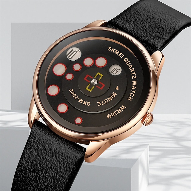  SKMEI Women Quartz Watch Minimalist Fashion Casual Wristwatch Waterproof Decoration Leather Watch