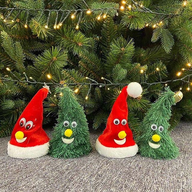 Swing Singing Christmas tree Hat Glowing Music Xmas Hats Electric Plush