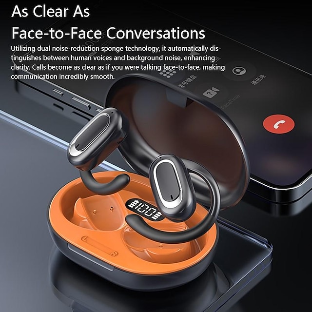  ows trådløse bluetooth-øretelefoner sport ørekrog headset touch kontrol over øre høretelefoner med opladningsetui