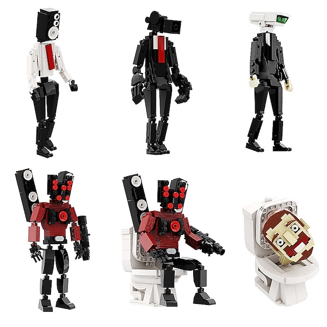  Ensemble de blocs de construction homme vs moniteur, jeu créatif, blocs de construction à petites particules, jouets d'assemblage