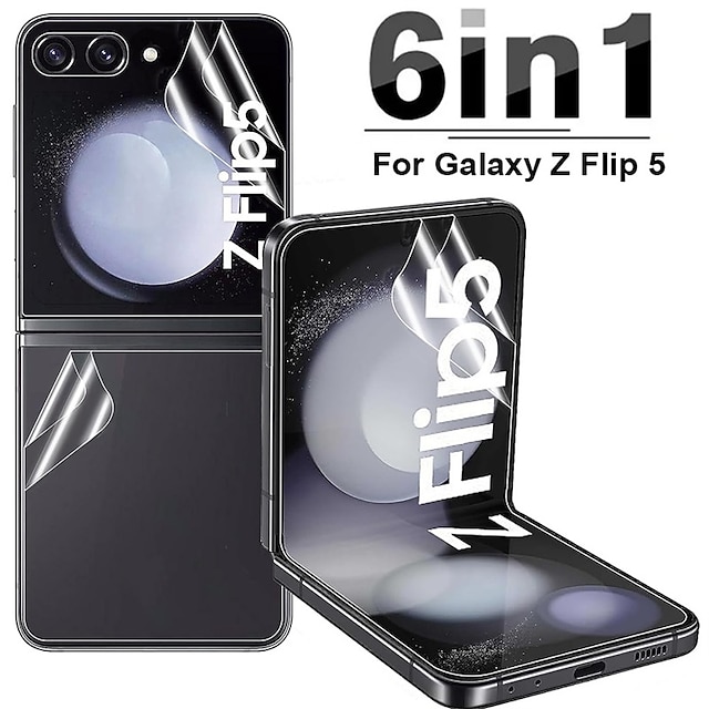  2 uppsättningar Skärmskydd + Kameralinsskydd Skärmskydd på baksidan Till Samsung Galaxy Z Flip 5 TPU-hydrogel Anti Bubbles Anti-fingeravtryck Högupplöst (HD) Ultratunnt Reptålig