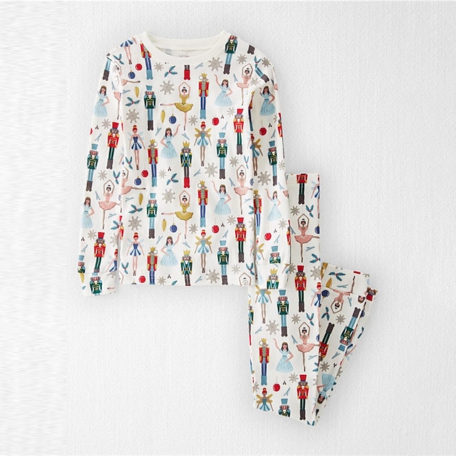  Voor meisjes 3D Tekenfilm Pyjamaset Lange mouw 3D-afdrukken Herfst Winter Actief Modieus leuke Style Polyester Kinderen 3-12 jaar Strakke ronde hals Huis Causaal Voor Binnen Normale pasvorm