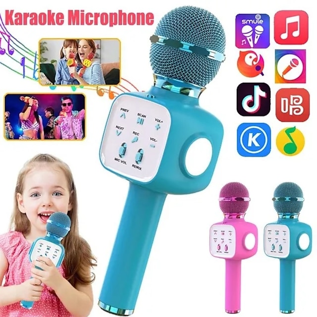  håndholdt trådløs bluetooth mikrofon ktv karaoke mikrofon med højttaler til ios android telefon computer