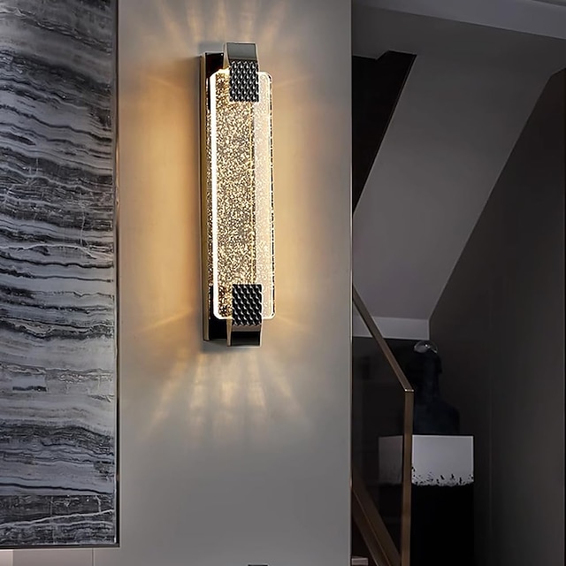  lâmpada de arandela led de aço inoxidável cristal interior 40/50/60/80/100cm 3 luz minimalista luz de montagem na parede longa decoração de casa luminária luzes de lavagem de parede interior para sala