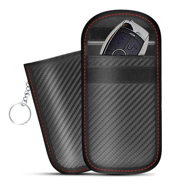 Car Key Cover Key Bag Carbon Fiber Pattern Electromagnetic Shielding Key Bag Car Key Signal Shielding Cover Anti-Theft And Anti-Loss Bag