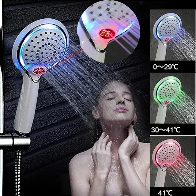 3 色の LED シャワーヘッド、温度デジタル表示水駆動液晶シャワー スプレー