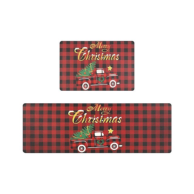 Christmas Kitchen Mat Two Piece Set Kitchen Carpet Holiday Celebration  Christmas Decoration Door Floor Mat Entry Foot Mat,for Occupational And  School And Hotel Use - Temu