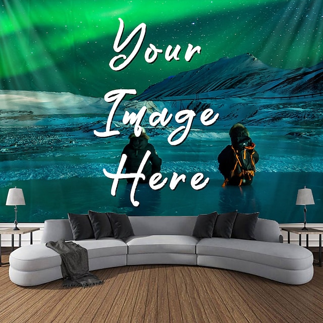  Customized Personalize Hanging Tapestry with Your Photo Wall Art Mural Decor Photograph Backdrop Home Bedroom Living Room Decoration (suggest photo definition 3Mo or above)