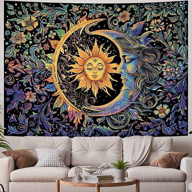 Mandala Sun And Moon Hanging Tapestry Wall Art Large Tapestry Mural ...