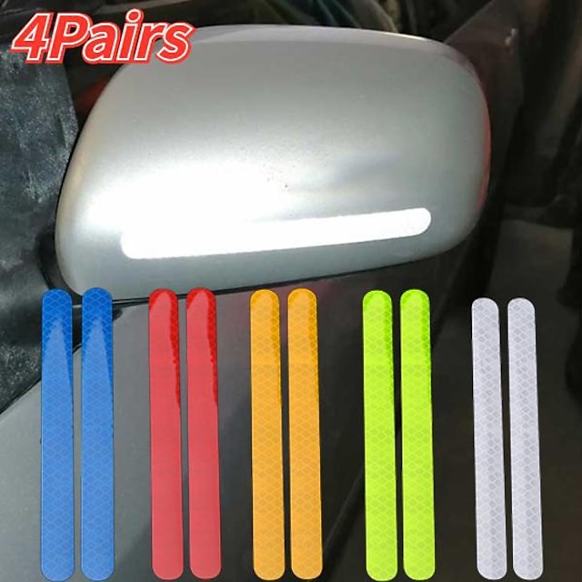  4Pairs Car Stickers Reflector Rearview Mirror Reflective Tape Car Accessories Exterior Reflex Tape Reflective Strip
