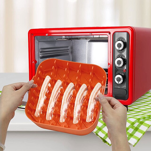 Red Square Silicone Air Fryer Grill, Hot Dog Rack, Bacon Rack