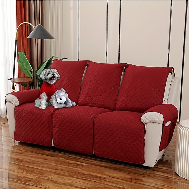  Fodera per divano reclinabile antiscivolo a 3 posti Fodera per divano reclinabile in pelle resistente all'acqua Fodera per divano reclinabile doppia reclinabile per ogni sedile Protezione per mobili