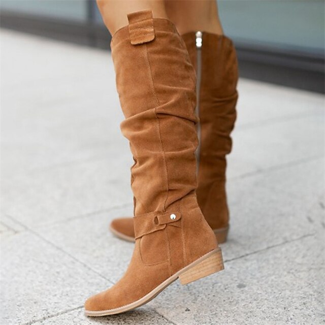 slouchy suede knee high boots