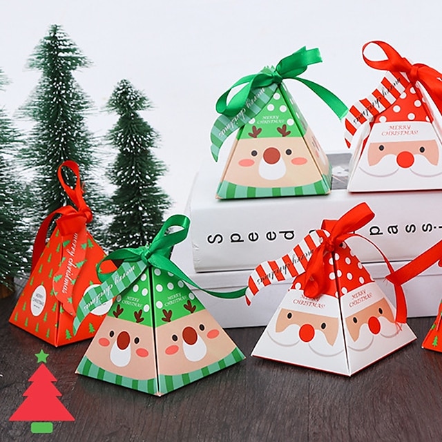  10PCS New Kids Favors Gift Package Creative Christmas Decoration Paper Carrier Candy Box Xmas Bags